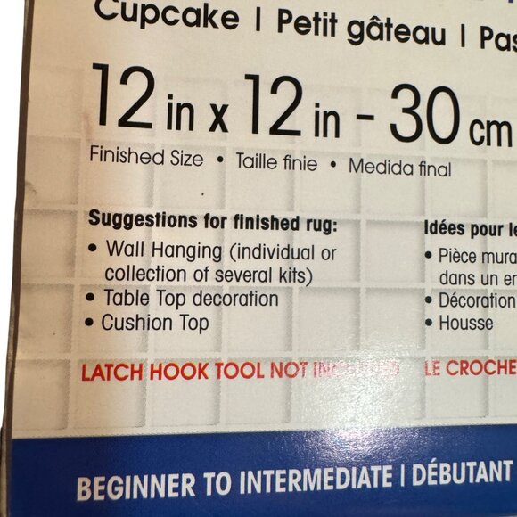 Wonderart Shaggy Latch Hook Rug Kit 12x12 cupcake pillow wall hanging decor 4261 - Picture 6 of 8